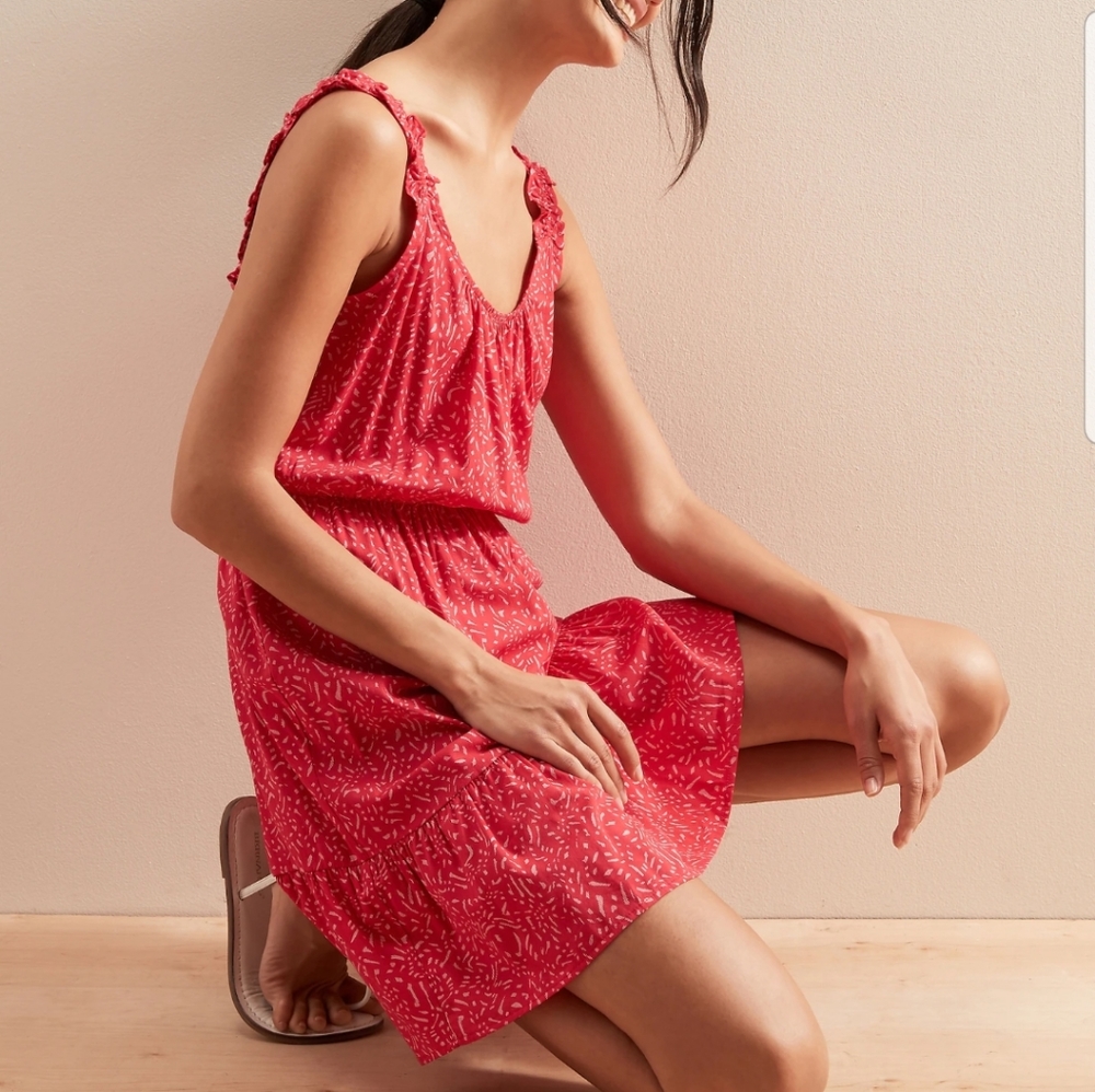BANANA REPUBLIC RUFFLE FIT AND FLARE DRESS